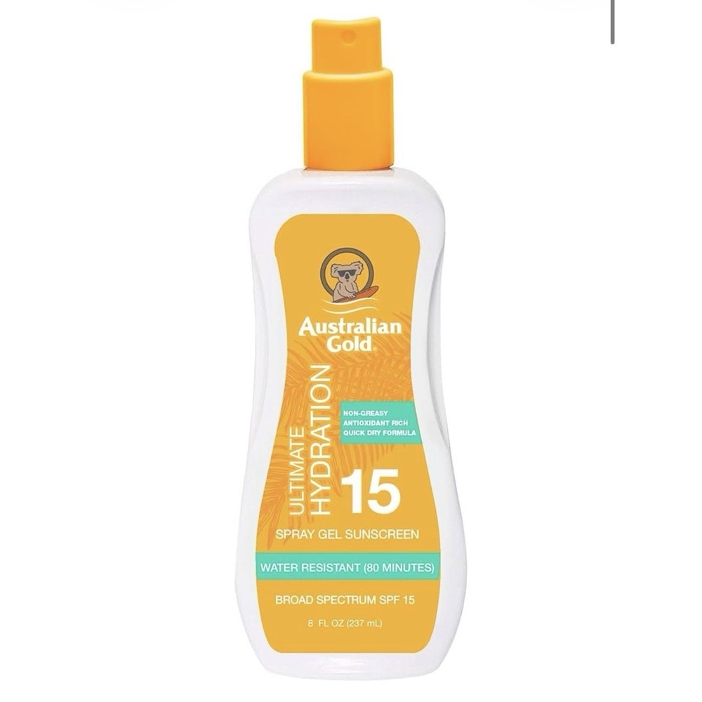 Australian Gold Ultimate Hydration Spray‎ Gel Sunscreen SPF 15 8oz Exp 2/27
